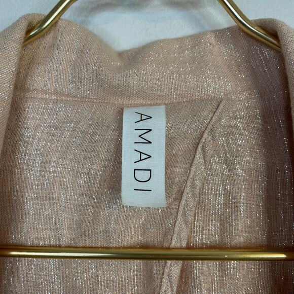 Amadi Kaye Linen Blend Metallic Oversized Unstructured Blazer Jacket Anthro XS - Picture 12 of 15